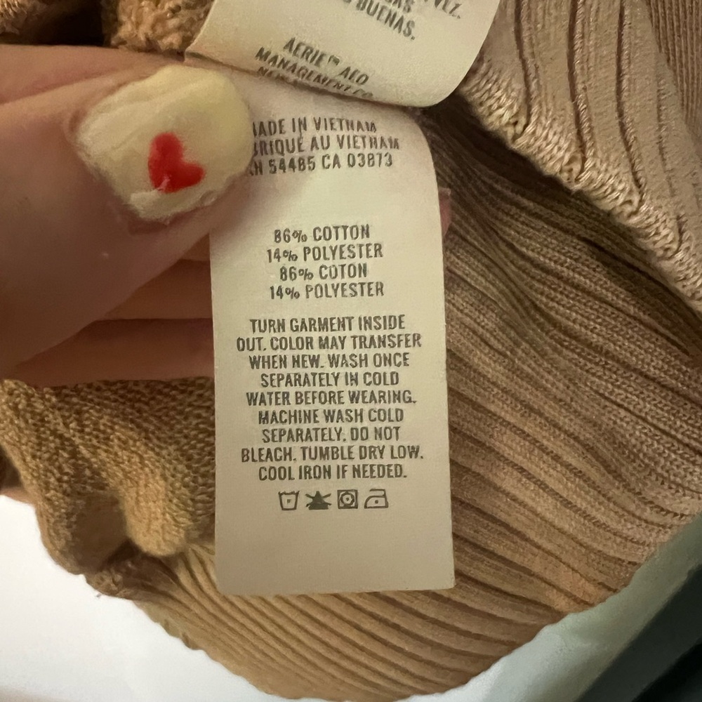 aerie Women's Zip-Up Sailor Collar Sweater in Camel - Picture 4 of 5